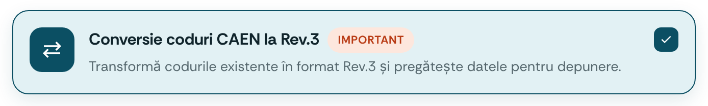 A selected change card: convert CAEN codes to Rev. 3