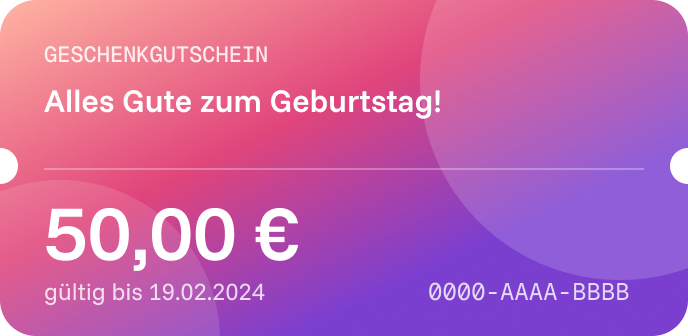 A gift voucher card from the voucher module